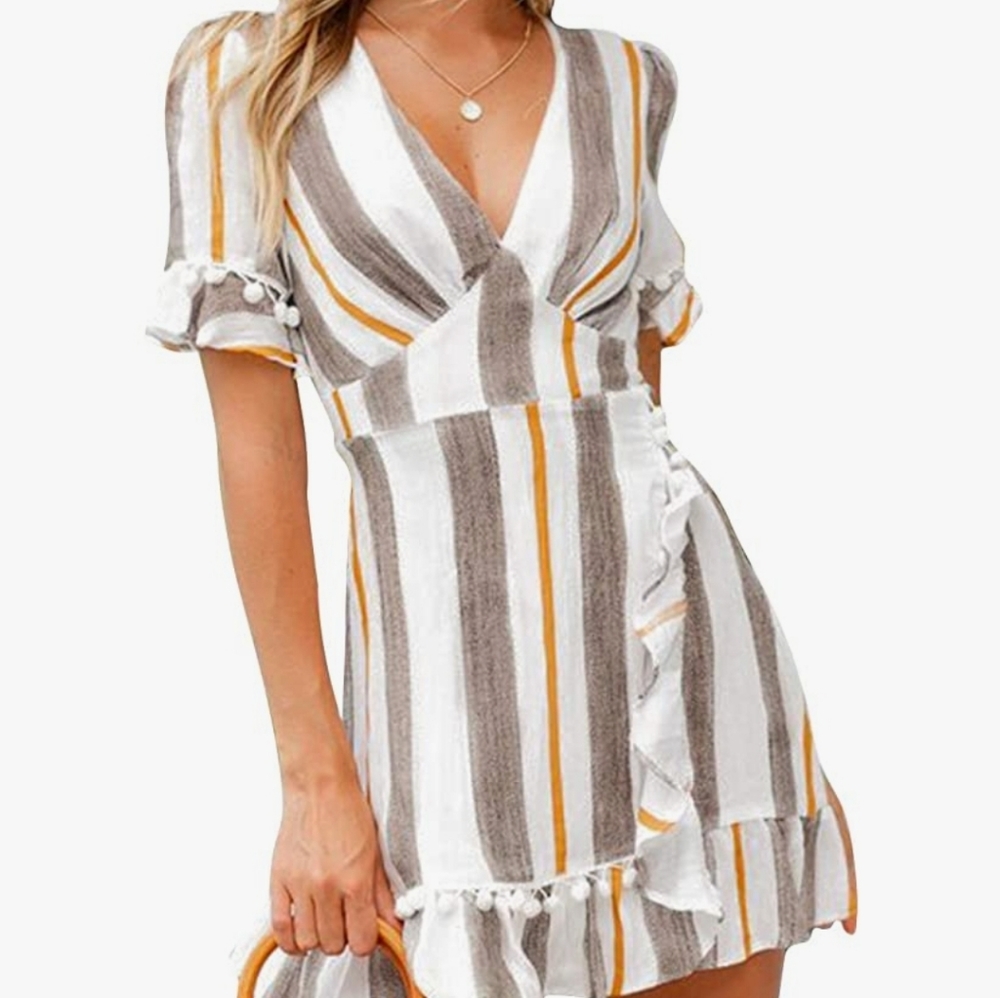 Simplee Women Deep V Neck Dress